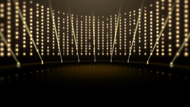 Gold lights and stage, abstract background. Elegant and luxury dynamic style for awards 3D illustration