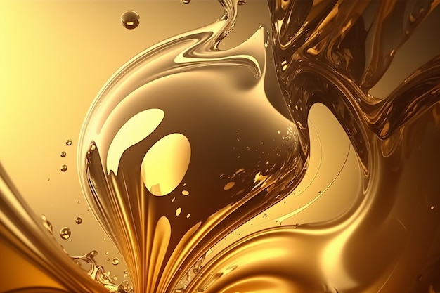 A gold liquid with a black background