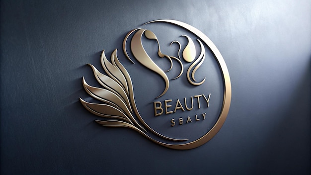 a gold logo for beauty florists is displayed on a dark background