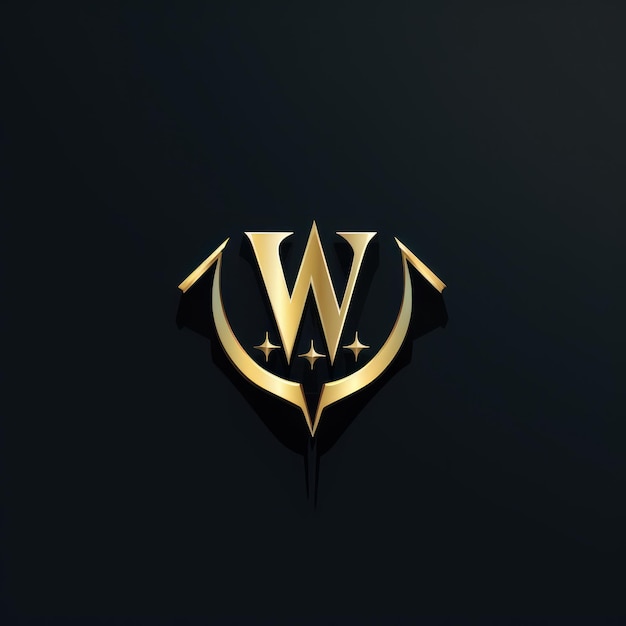 Photo a gold logo with the letter w on it