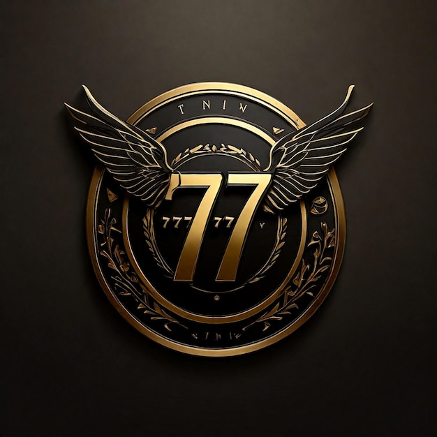 Photo a gold logo with wings on it that says number 7