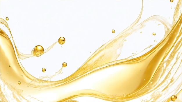 Gold Luxury swirls waves on White background Shiny golden sparkling water droplets backdrop