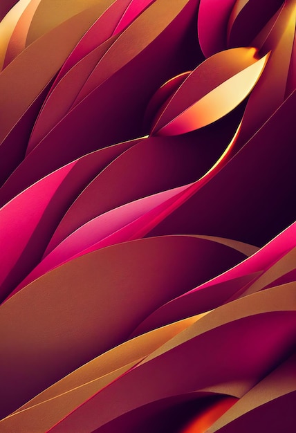 Gold and magenta wavy shapes abstract background