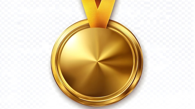 Photo gold medal with a gold ribbon on a white background