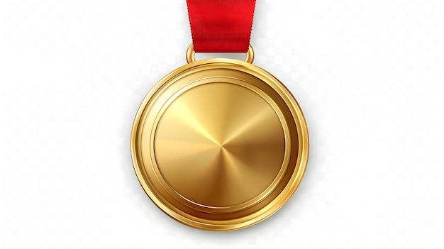 Photo a gold medal with a red ribbon that says  gold  on it