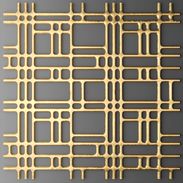 A gold metal grid with a circular pattern