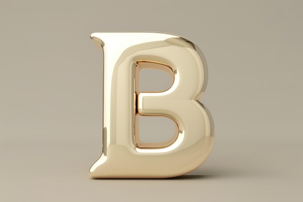 Photo gold metallic 3d letter b on neutral background