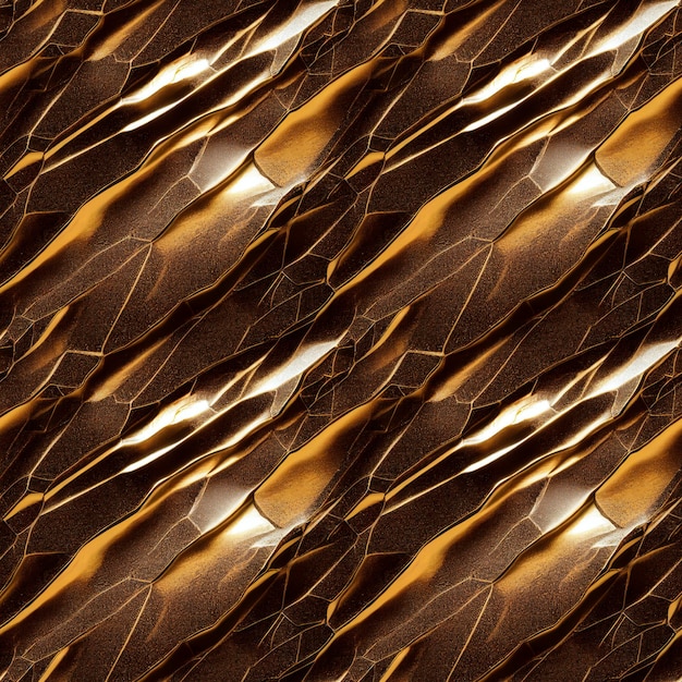 Gold metallic abstract dynamic seamless pattern Luxurious golden shiny background