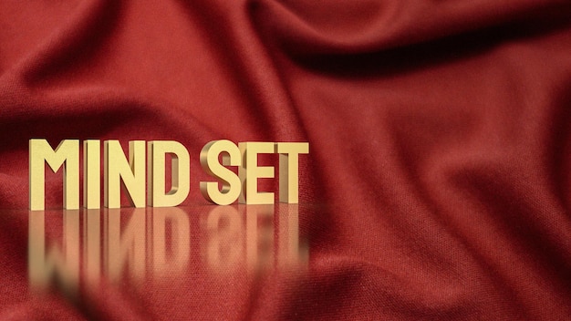 Gold mind set on red silk for abstract concept 3d rendering