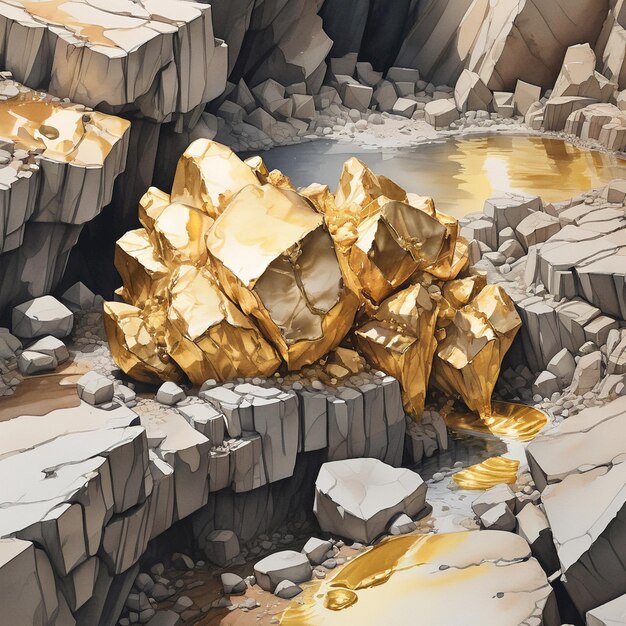 Gold Mine Ilustration Design