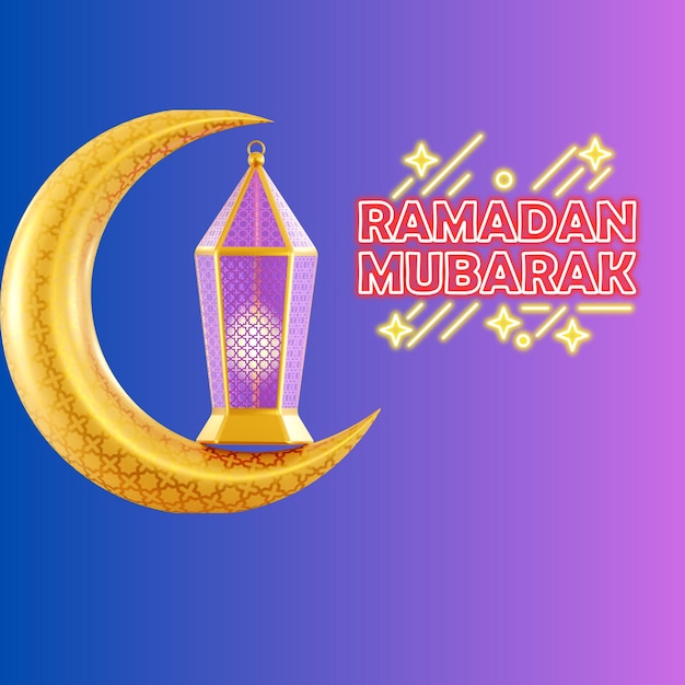 A gold moon and a gold moon with the words ramadan mubarak on it.