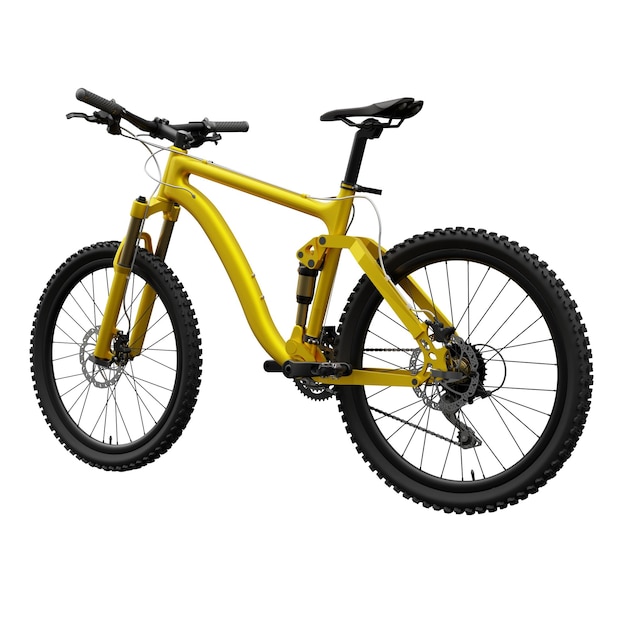 Gold mountain bike on an isolated white background 3d rendering