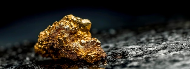 gold nugget on dark background pure piece of gold extracted from a mine created with Generative AI technology