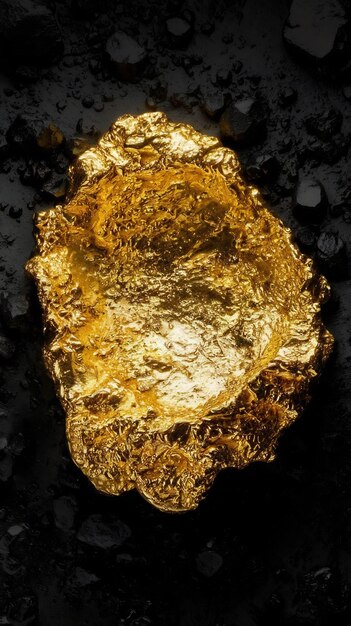 Photo gold nugget on dark background pure piece of gold extracted from a mine created with technology