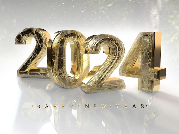 A gold number 2024 with a happy new year message