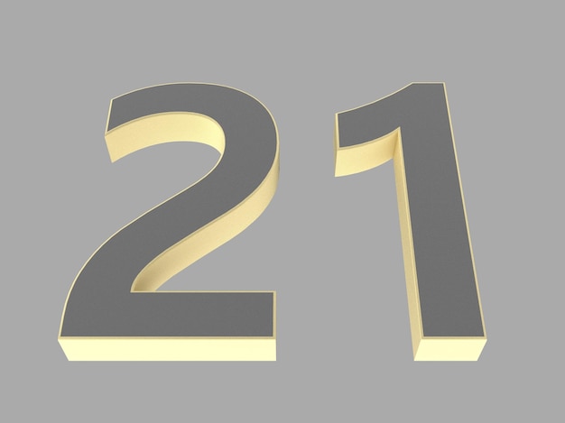 Gold number digit 3d illustration one two three