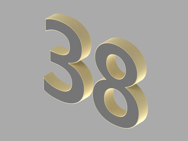 Gold number digit 3d illustration one two three