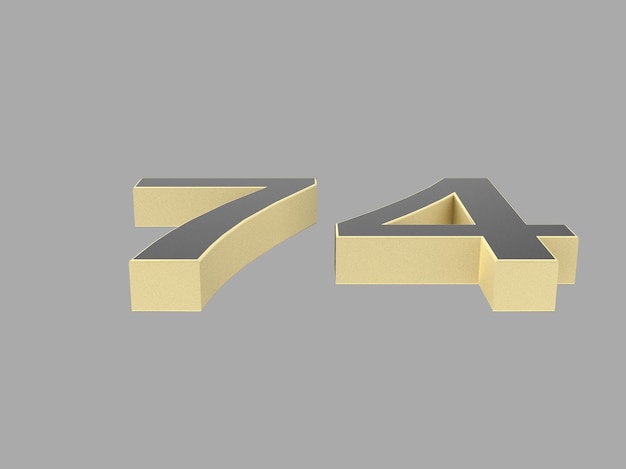 Gold number digit 3d illustration one two three