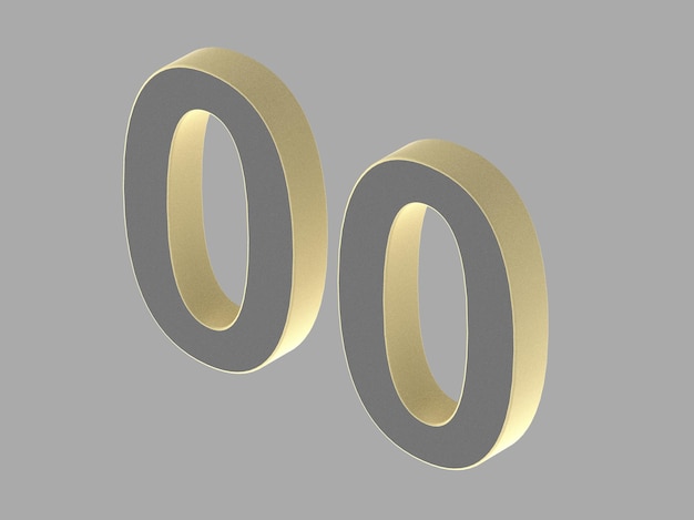 Gold number digit 3d illustration one two three