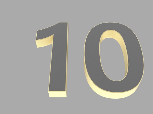 Gold number digit 3d illustration one two three