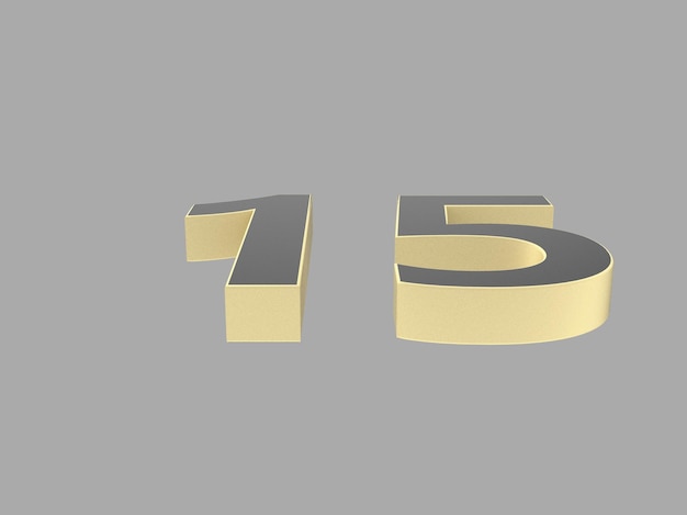 Gold number digit 3d illustration one two three