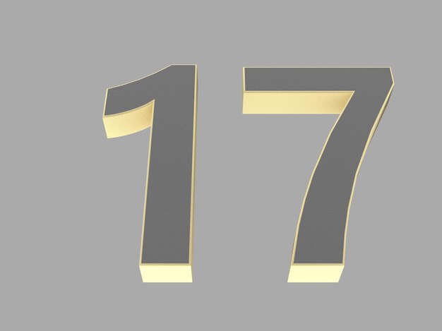 Gold number digit 3d illustration one two three