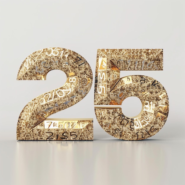 Photo a gold number twenty five is shown with a white background