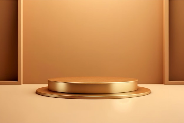 A gold object with a round base and a gold rim.