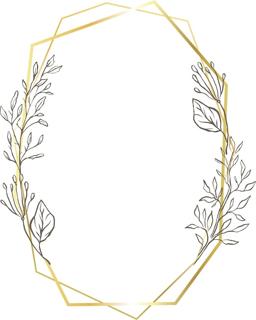 Gold oval frame leaves border