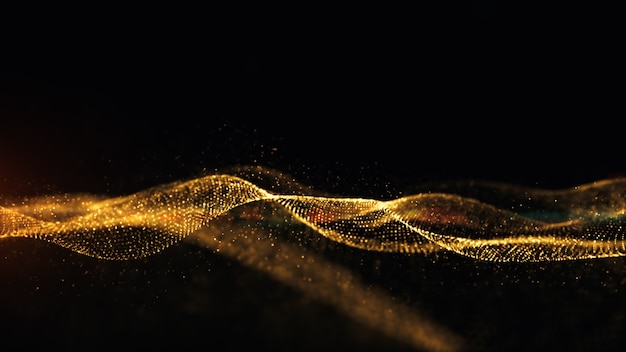 Gold particles sparks animation wave flow background