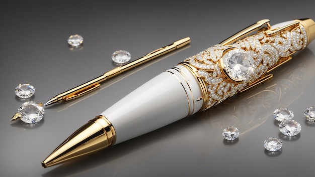 gold pen with diamonds on it