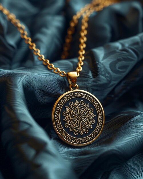 Gold Pendant With Intricate Designs A Background