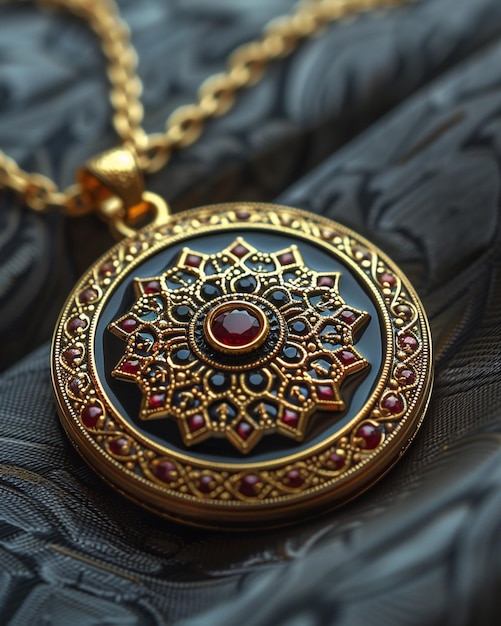 Gold Pendant With Intricate Designs A Background