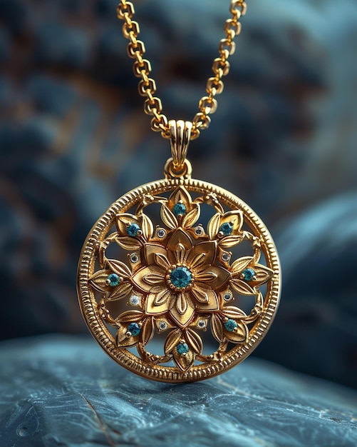 Gold Pendant With Intricate Designs A Background