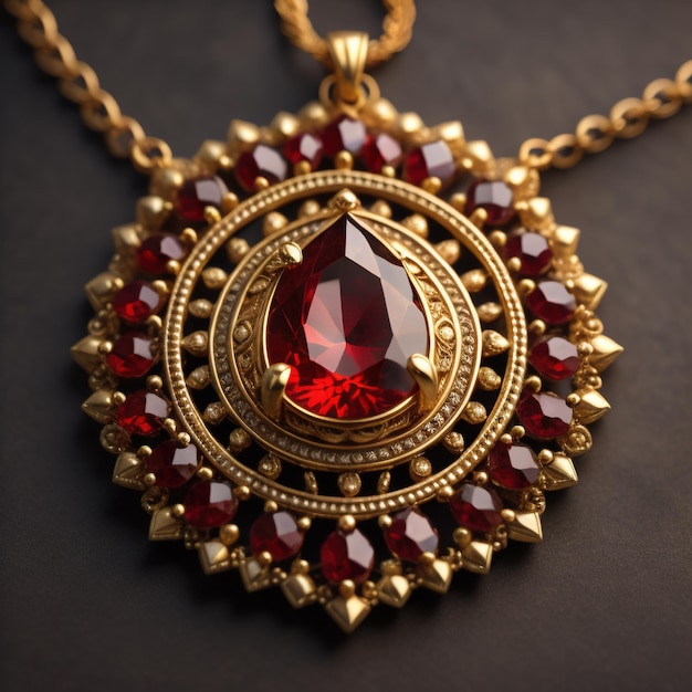 Gold Pendant With Precious Natural Ruby Gemstone