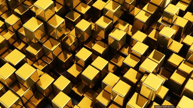 Gold Photo isometric cubes seamless pattern 3d render cubes backgroundA professional photography should use a high quality Generative AI