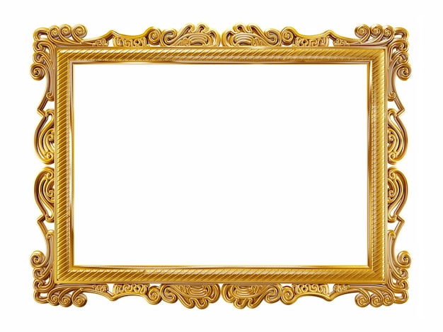 Gold picture frame isolated on pure white