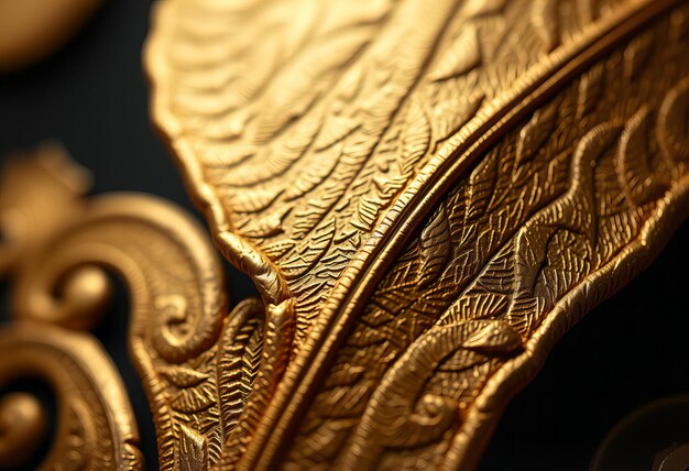 a gold piece of art is shown with a gold leaf