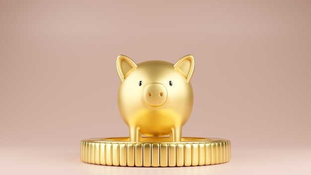 Gold pig staning on a gold coin