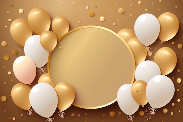 Gold and pink balloons on a gold background