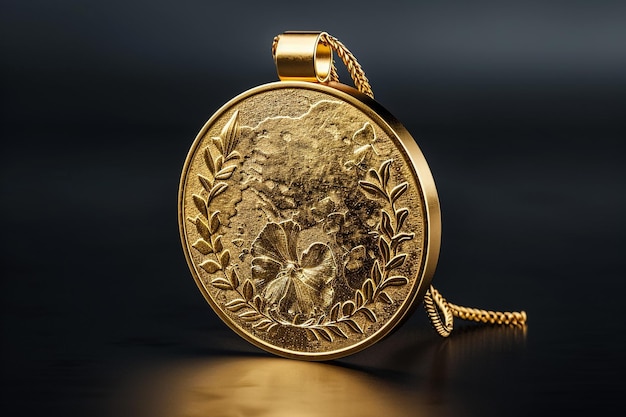 Photo a gold pocket watch with a flower on the bottom