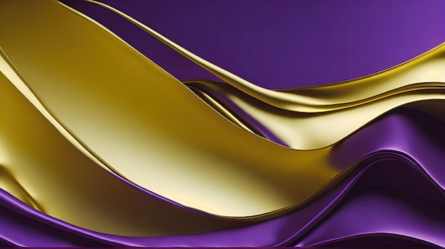 Gold and Purple 3D Wave Bright Abstract Background