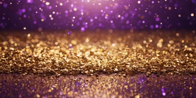 gold and purple abstract glitter confetti bokeh background