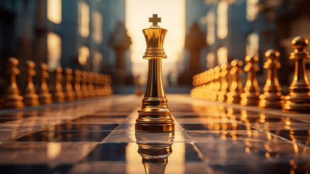 Gold queen is the leader of the chess in the game on board Business concept Strategy Success management business planning disruption and leadership concept Generative AI