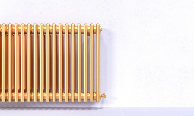 Gold radiator and white wall