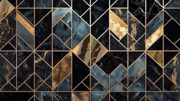 Gold Repeating art deco wallpaper Bright color Generative Ai