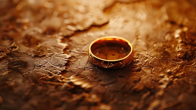 gold ring on a reddish background stone