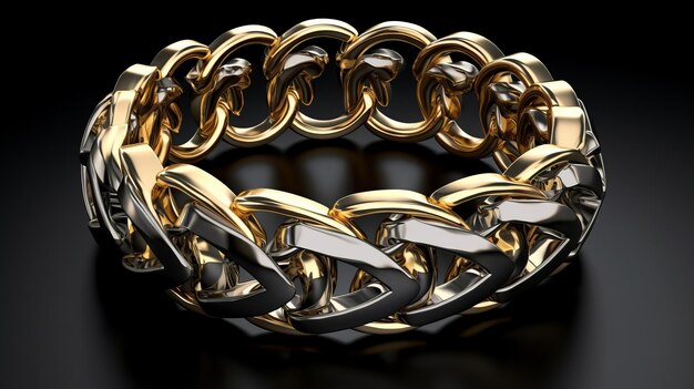 Gold Ring With Chain Link Chainwork Unreal Engine Rendered Style