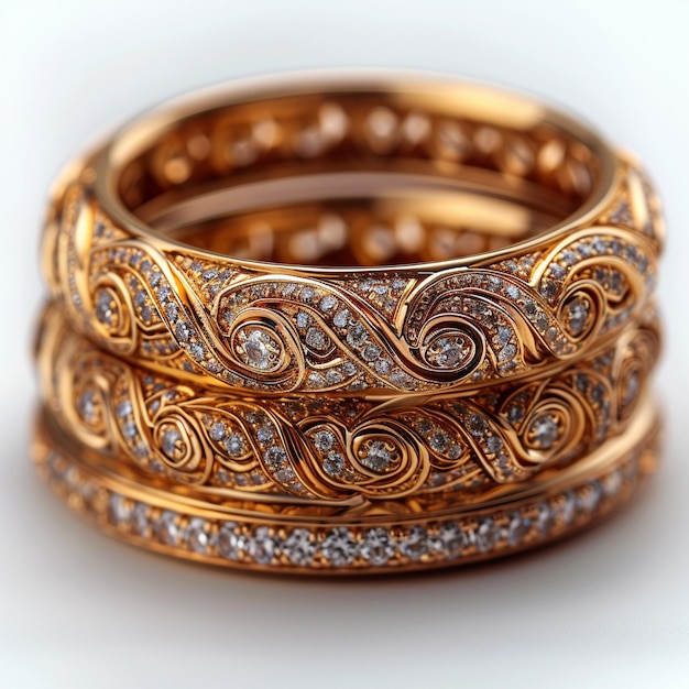 a gold ring with a diamond and diamonds on it