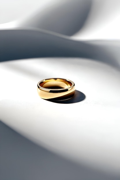 a gold ring with a diamond on it is on a table